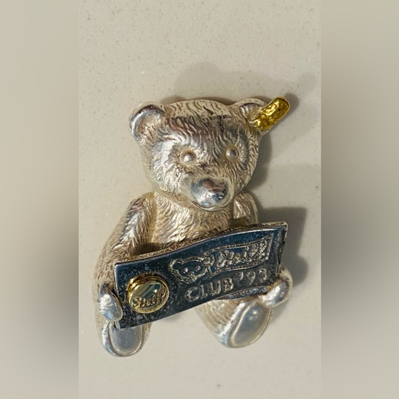 1993 Steiff Club Sterling Silver/Gold Teddy Bear Pin - Picture 2 of 7